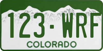 CO license plate 123WRF