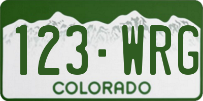 CO license plate 123WRG