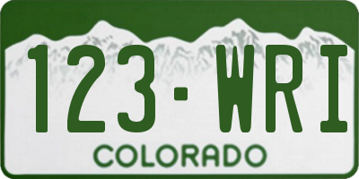 CO license plate 123WRI