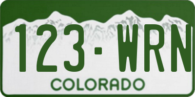 CO license plate 123WRN