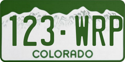 CO license plate 123WRP