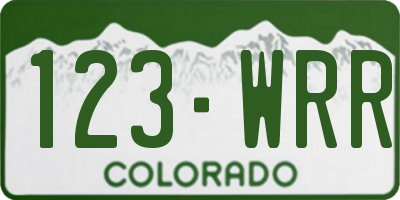 CO license plate 123WRR