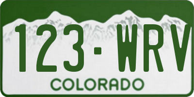 CO license plate 123WRV
