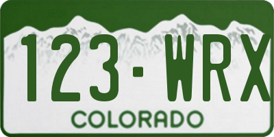 CO license plate 123WRX