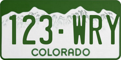 CO license plate 123WRY