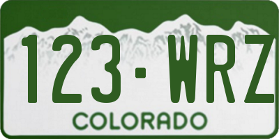 CO license plate 123WRZ