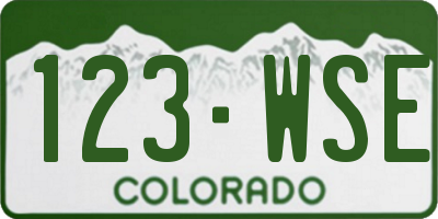 CO license plate 123WSE