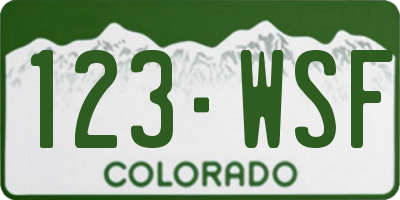 CO license plate 123WSF