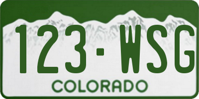 CO license plate 123WSG