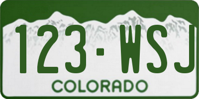 CO license plate 123WSJ