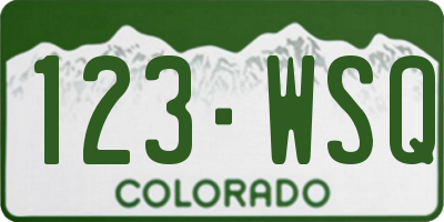 CO license plate 123WSQ