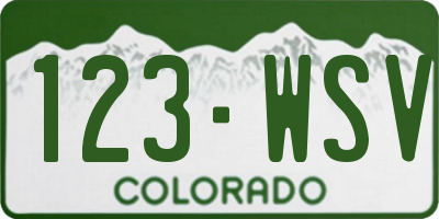CO license plate 123WSV
