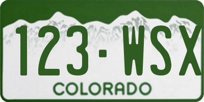 CO license plate 123WSX