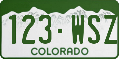 CO license plate 123WSZ