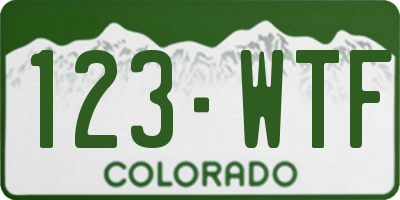 CO license plate 123WTF