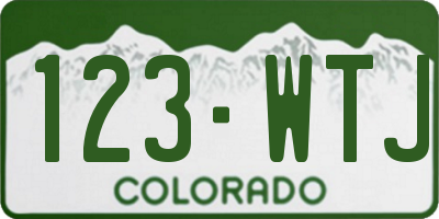 CO license plate 123WTJ