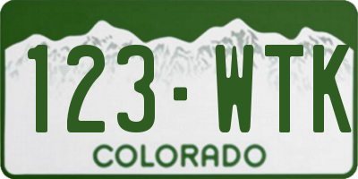 CO license plate 123WTK