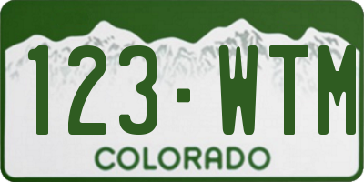 CO license plate 123WTM