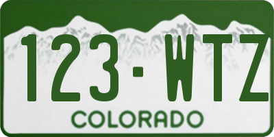 CO license plate 123WTZ