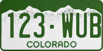 CO license plate 123WUB