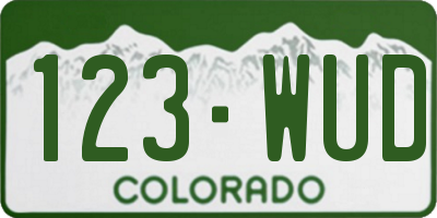 CO license plate 123WUD