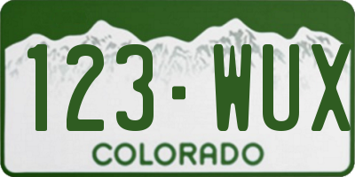 CO license plate 123WUX