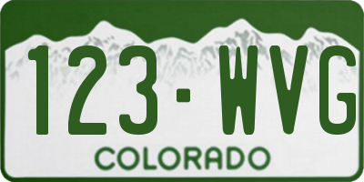 CO license plate 123WVG