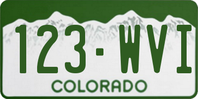 CO license plate 123WVI