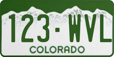 CO license plate 123WVL