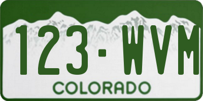 CO license plate 123WVM