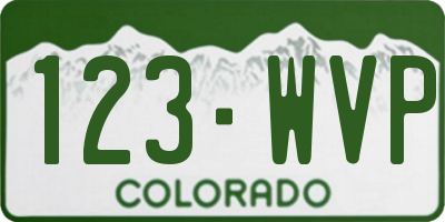 CO license plate 123WVP