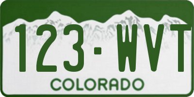 CO license plate 123WVT