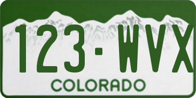 CO license plate 123WVX