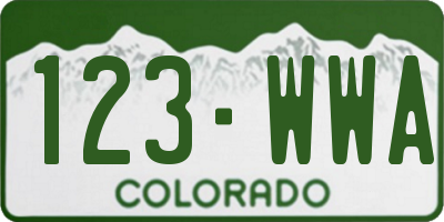 CO license plate 123WWA