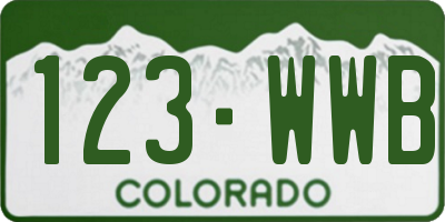 CO license plate 123WWB