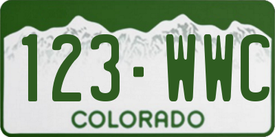 CO license plate 123WWC