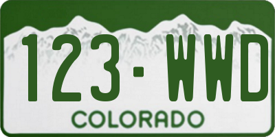CO license plate 123WWD