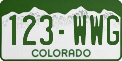 CO license plate 123WWG