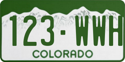 CO license plate 123WWH