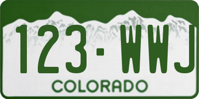 CO license plate 123WWJ