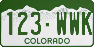 CO license plate 123WWK