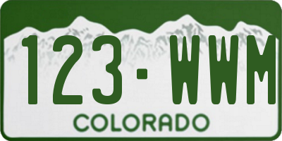 CO license plate 123WWM