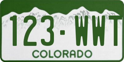 CO license plate 123WWT