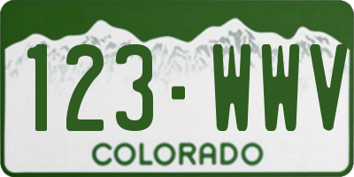 CO license plate 123WWV