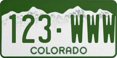 CO license plate 123WWW