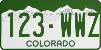 CO license plate 123WWZ