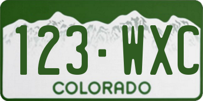 CO license plate 123WXC
