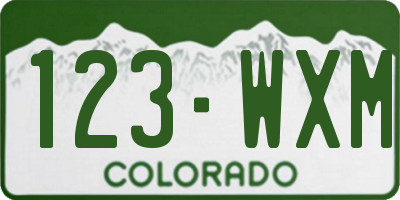 CO license plate 123WXM