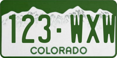 CO license plate 123WXW