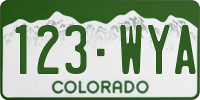 CO license plate 123WYA